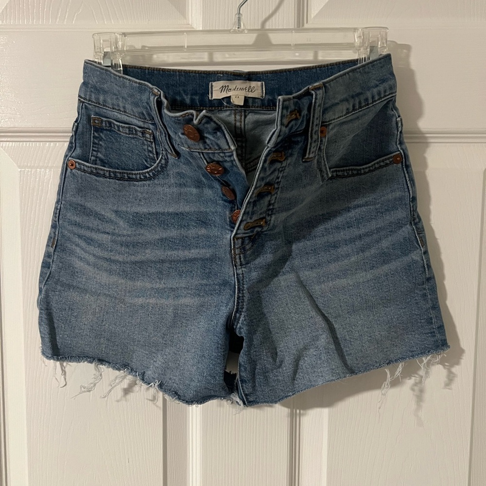 Madewell Blue Jean Shorts Distressed Raw Hem